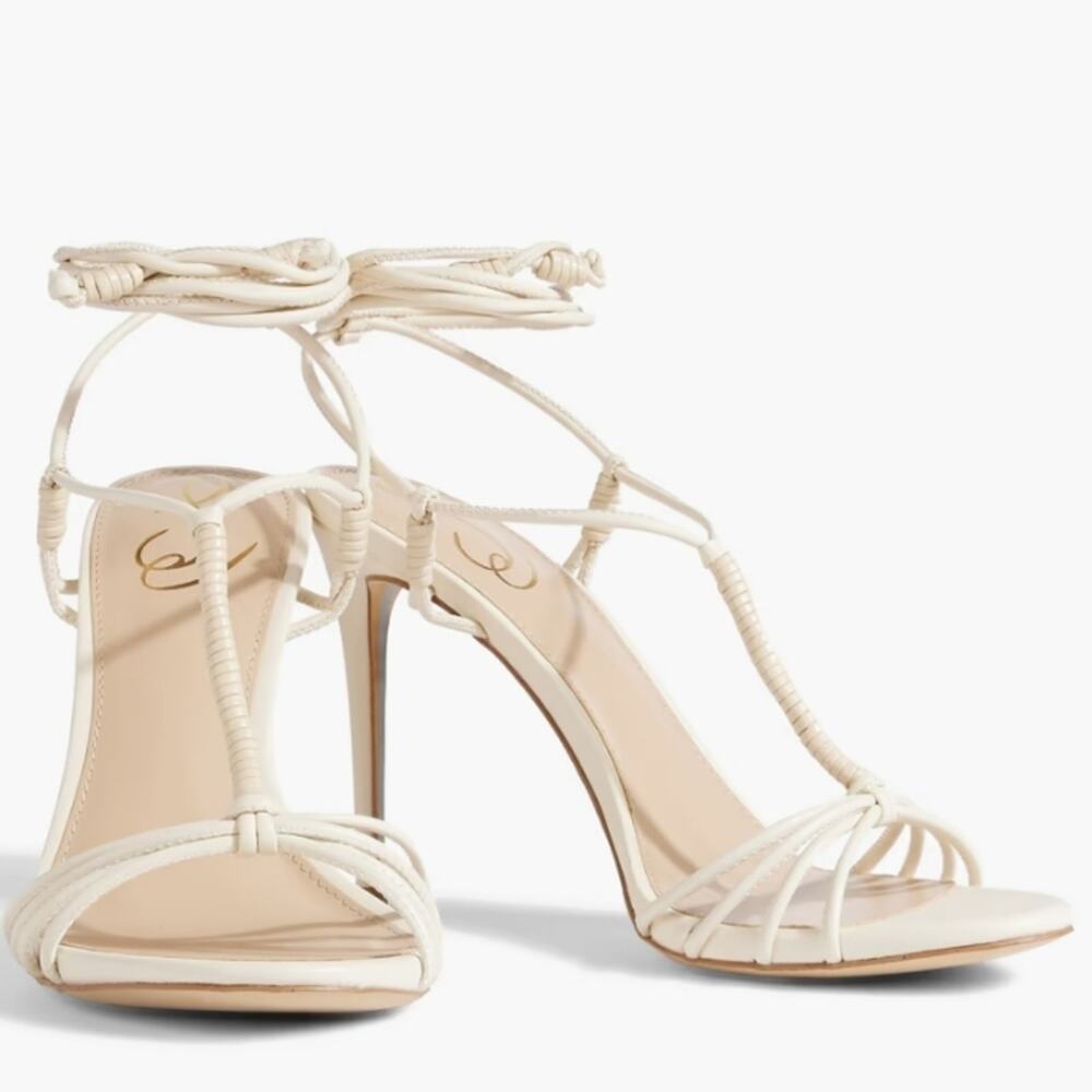 Sam Edelman Safiya White Strappy Lace Up Heel Bridal Wedding Stiletto Sandal 9.5